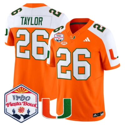 Miami Hurricanes 2026 The Fiesta Bowl Vapor Limited Stitched Jersey - Orange Alternate / Sean Taylor