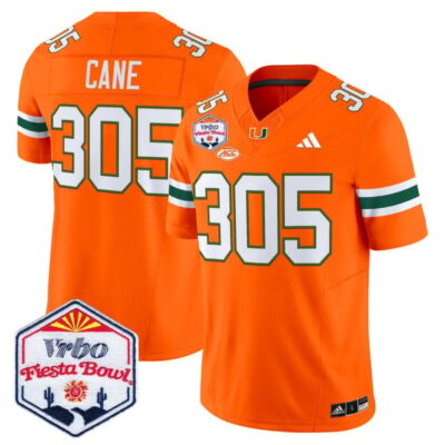 Miami Hurricanes 2026 The Fiesta Bowl Vapor Limited Stitched Jersey - Orange / Cane 305