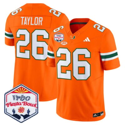 Miami Hurricanes 2026 The Fiesta Bowl Vapor Limited Stitched Jersey - Orange / Sean Taylor