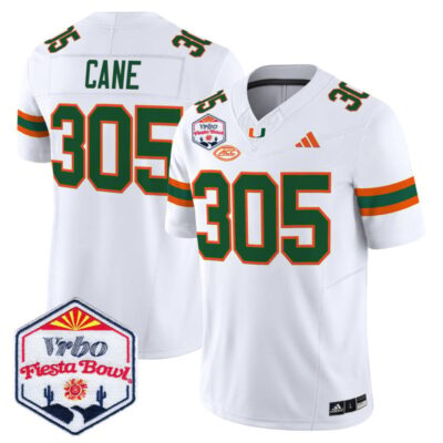 Miami Hurricanes 2026 The Fiesta Bowl Vapor Limited Stitched Jersey - White / Cane 305