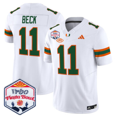 Miami Hurricanes 2026 The Fiesta Bowl Vapor Limited Stitched Jersey - White / Carson Beck