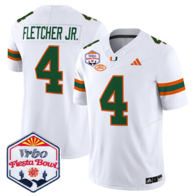 Miami Hurricanes 2026 The Fiesta Bowl Vapor Limited Stitched Jersey - White / Mark Fletcher Jr.