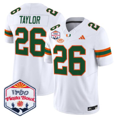 Miami Hurricanes 2026 The Fiesta Bowl Vapor Limited Stitched Jersey - White / Sean Taylor