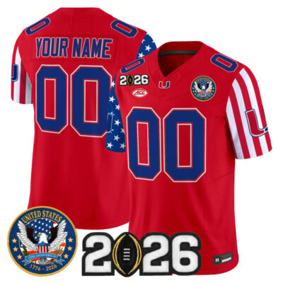 Miami Hurricanes "America250 Edition" Vapor Limited Custom Jersey - 2026 CFP Final Patch - Red