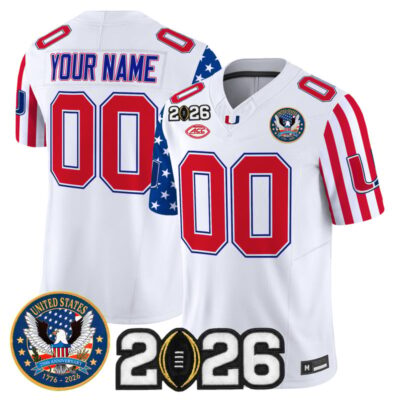 Miami Hurricanes "America250 Edition" Vapor Limited Custom Jersey - 2026 CFP Final Patch - White