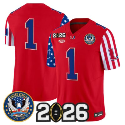 Miami Hurricanes "America250 Edition" Vapor Limited Jersey - 2026 CFP Final Patch - Red / #1 Team
