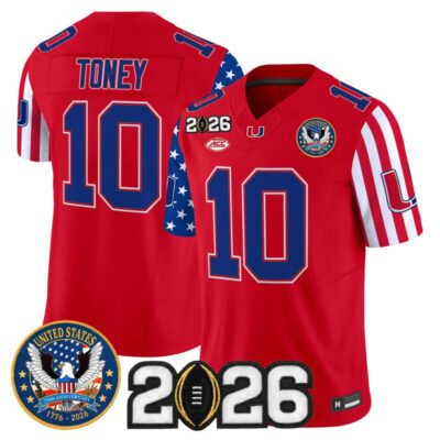 Miami Hurricanes "America250 Edition" Vapor Limited Jersey - 2026 CFP Final Patch - Red / Malachi Toney