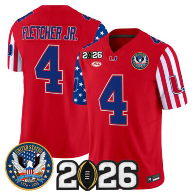 Miami Hurricanes "America250 Edition" Vapor Limited Jersey - 2026 CFP Final Patch - Red / Mark Fletcher Jr.