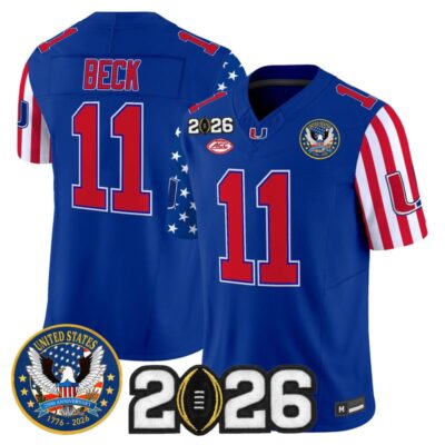 Miami Hurricanes "America250 Edition" Vapor Limited Jersey - 2026 CFP Final Patch - Royal / Carson Beck
