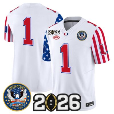 Miami Hurricanes "America250 Edition" Vapor Limited Jersey - 2026 CFP Final Patch - White / #1 Team