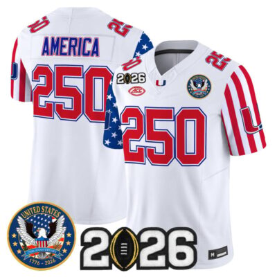 Miami Hurricanes "America250 Edition" Vapor Limited Jersey - 2026 CFP Final Patch - White / #250 America