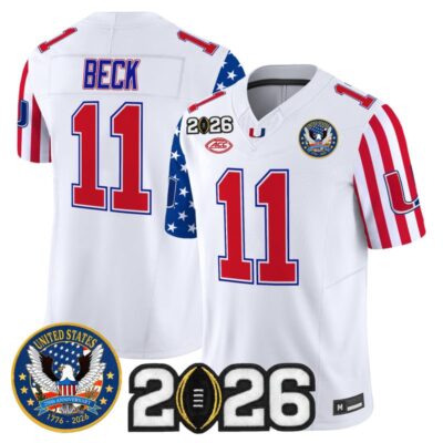 Miami Hurricanes "America250 Edition" Vapor Limited Jersey - 2026 CFP Final Patch - White / Carson Beck