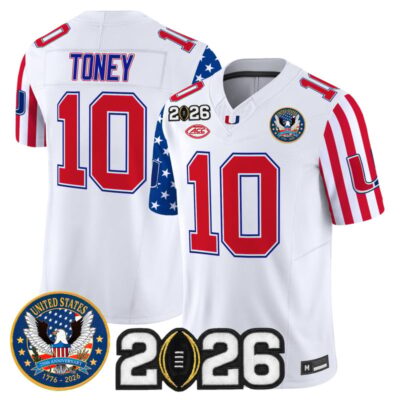 Miami Hurricanes "America250 Edition" Vapor Limited Jersey - 2026 CFP Final Patch - White / Malachi Toney