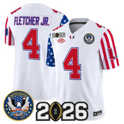 Miami Hurricanes "America250 Edition" Vapor Limited Jersey - 2026 CFP Final Patch - White / Mark Fletcher Jr.