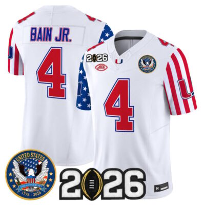Miami Hurricanes "America250 Edition" Vapor Limited Jersey - 2026 CFP Final Patch - White / Rueben Bain Jr.