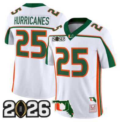 Miami Hurricanes Throwback Vapor Limited Jersey - 2026 CFP Final & Florida Patch - #25 Hurricanes