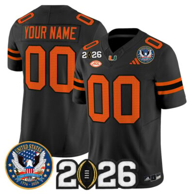 Miami Hurricanes "United States 250th Anniversary & 2026 CFP Final Patch" Vapor Limited Custom Jersey - Black