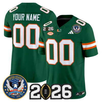 Miami Hurricanes "United States 250th Anniversary & 2026 CFP Final Patch" Vapor Limited Custom Jersey - Green
