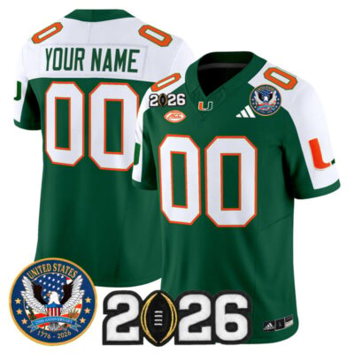 Miami Hurricanes "United States 250th Anniversary & 2026 CFP Final Patch" Vapor Limited Custom Jersey - Green Alternate