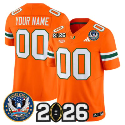 Miami Hurricanes "United States 250th Anniversary & 2026 CFP Final Patch" Vapor Limited Custom Jersey - Orange
