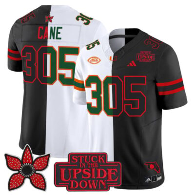 Miami Hurricanes 'Upside Down Edition' Vapor Limited Jersey - White-Black / Cane 305