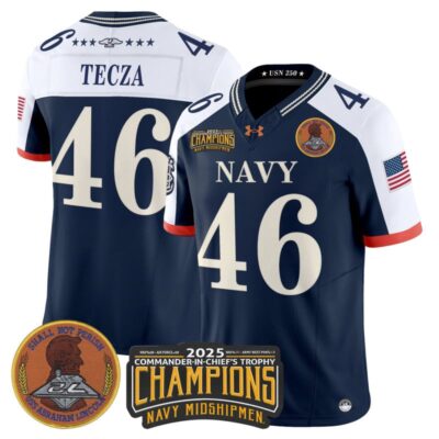 Navy Midshipmen 250th Anniversary Vapor Limited Jersey - 2025 Commander-In-Chief's Trophy Champions Patch - Stitched - Navy Alternate / Alex Tecza