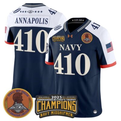 Navy Midshipmen 250th Anniversary Vapor Limited Jersey - 2025 Commander-In-Chief's Trophy Champions Patch - Stitched - Navy Alternate / Annapolis 410