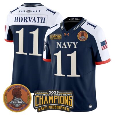 Navy Midshipmen 250th Anniversary Vapor Limited Jersey - 2025 Commander-In-Chief's Trophy Champions Patch - Stitched - Navy Alternate / Blake Horvath