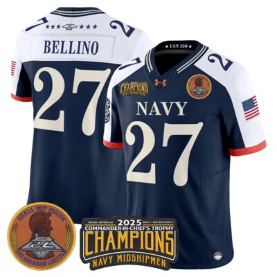 Navy Midshipmen 250th Anniversary Vapor Limited Jersey - 2025 Commander-In-Chief's Trophy Champions Patch - Stitched - Navy Alternate / Joe Bellino