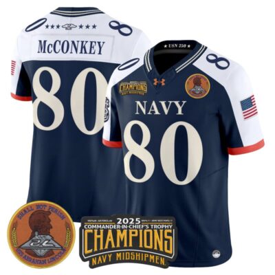 Navy Midshipmen 250th Anniversary Vapor Limited Jersey - 2025 Commander-In-Chief's Trophy Champions Patch - Stitched - Navy Alternate / Phil McConkey