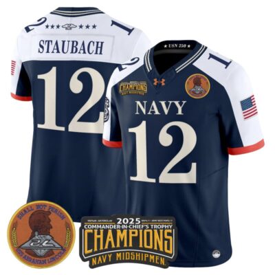 Navy Midshipmen 250th Anniversary Vapor Limited Jersey - 2025 Commander-In-Chief's Trophy Champions Patch - Stitched - Navy Alternate / Roger Staubach