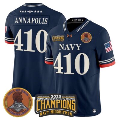 Navy Midshipmen 250th Anniversary Vapor Limited Jersey - 2025 Commander-In-Chief's Trophy Champions Patch - Stitched - Navy / Annapolis 410