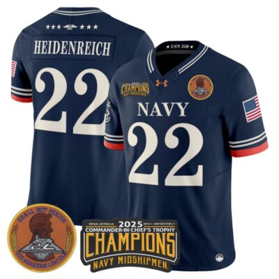 Navy Midshipmen 250th Anniversary Vapor Limited Jersey - 2025 Commander-In-Chief's Trophy Champions Patch - Stitched - Navy / Eli Heidenreich