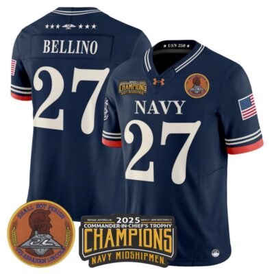 Navy Midshipmen 250th Anniversary Vapor Limited Jersey - 2025 Commander-In-Chief's Trophy Champions Patch - Stitched - Navy / Joe Bellino