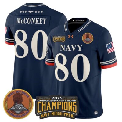 Navy Midshipmen 250th Anniversary Vapor Limited Jersey - 2025 Commander-In-Chief's Trophy Champions Patch - Stitched - Navy / Phil McConkey