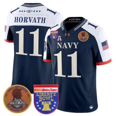 Navy Midshipmen 250th Anniversary Vapor Limited Jersey - 2026 Liberty Bowl Patch - Stitched - Navy Alternate / Blake Horvath