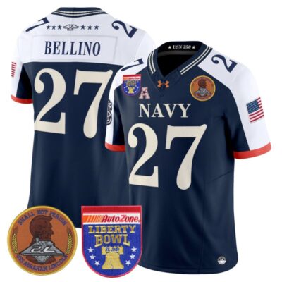 Navy Midshipmen 250th Anniversary Vapor Limited Jersey - 2026 Liberty Bowl Patch - Stitched - Navy Alternate / Joe Bellino