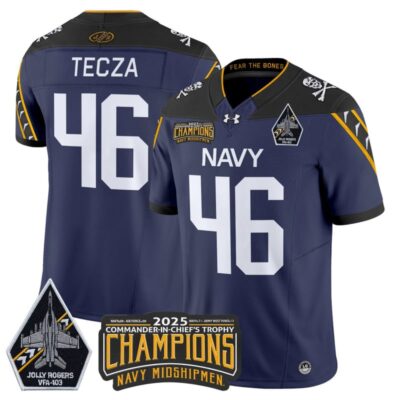 Navy Midshipmen Jolly Rogers 2025 Commander-In-Chief's Trophy Champions Vapor Limited Stitched Jersey - Navy / Alex Tecza