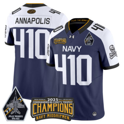 Navy Midshipmen Jolly Rogers 2025 Commander-In-Chief's Trophy Champions Vapor Limited Stitched Jersey - Navy Alternate / Annapolis 410