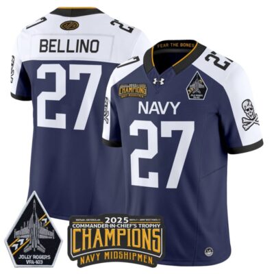 Navy Midshipmen Jolly Rogers 2025 Commander-In-Chief's Trophy Champions Vapor Limited Stitched Jersey - Navy Alternate / Joe Bellino