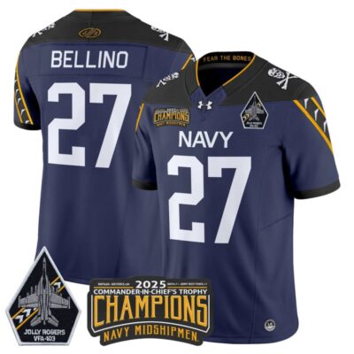 Navy Midshipmen Jolly Rogers 2025 Commander-In-Chief's Trophy Champions Vapor Limited Stitched Jersey - Navy / Joe Bellino