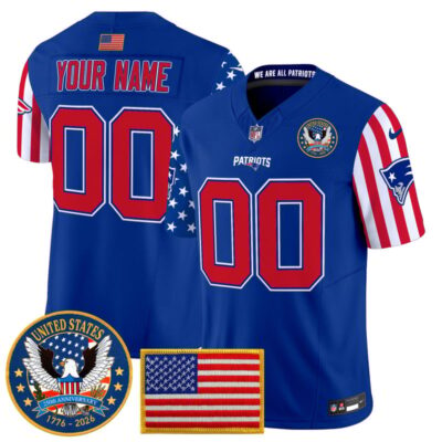 New England Patriots "America250 Edition" Vapor Limited Custom Jersey - Royal