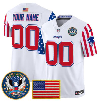 New England Patriots "America250 Edition" Vapor Limited Custom Jersey - White