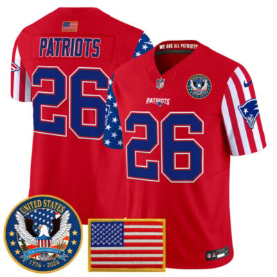 New England Patriots "America250 Edition" Vapor Limited Jersey - Red / #26 Patriots
