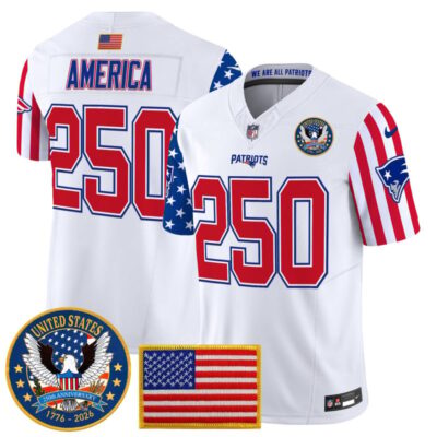 New England Patriots "America250 Edition" Vapor Limited Jersey - White / #250 America