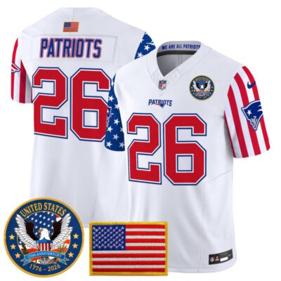 New England Patriots "America250 Edition" Vapor Limited Jersey - White / #26 Patriots