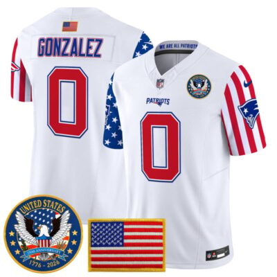 New England Patriots "America250 Edition" Vapor Limited Jersey - White / Christian Gonzalez
