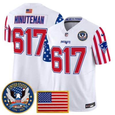 New England Patriots "America250 Edition" Vapor Limited Jersey - White / Minuteman 617