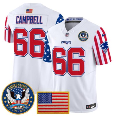 New England Patriots "America250 Edition" Vapor Limited Jersey - White / Will Campbell