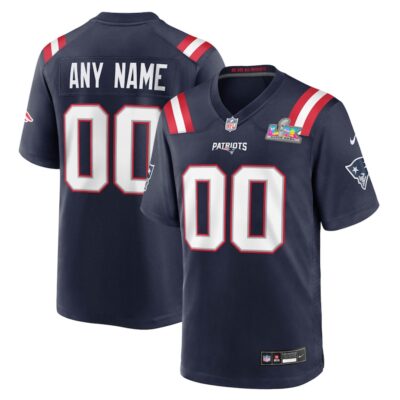 New England Patriots Super Bowl LX Patch Custom Game Jersey - Navy